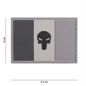 Embleem 3D PVC Punisher Franse vlag grijs/zwart #13072