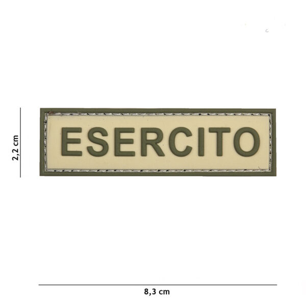 444130 5394 99 01 <p>Voeg een stoere uitstraling toe aan je outfit met het Embleem 3D PVC Esercito in coyote/groen. Dit hoogwaardige embleem is vervaardigd van duurzaam PVC en beschikt over een praktische klittenband aan de achterzijde, zodat je het eenvoudig kunt bevestigen op je vest, jas of tas. Perfect voor militaire en outdoor liefhebbers die hun gear willen personaliseren. Met dit embleem maak je een statement en laat je zien waar je voor staat.</p>