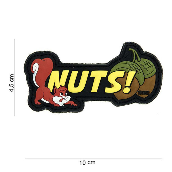 444180 3868 99 01 <p>Het Embleem 3D PVC Nuts in de opvallende gele kleur #14018 is een must-have voor elke outdoorliefhebber of militaire verzamelaar. Dit hoogwaardige embleem is vervaardigd uit duurzaam PVC en is voorzien van een handige klittenband aan de achterzijde, waardoor het eenvoudig te bevestigen is op kleding, tassen of uitrusting. Geef jouw outfit een unieke uitstraling met dit opvallende embleem dat perfect is voor zowel casual als avontuurlijke settings.</p>