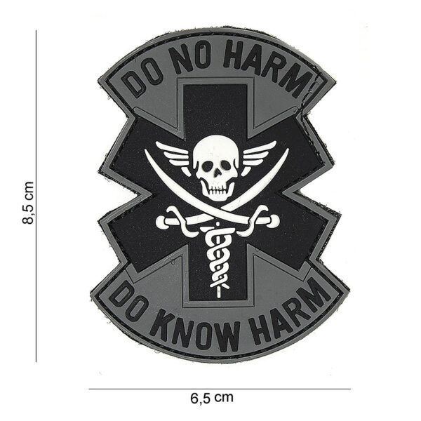 444180 4063 99 01 <p>Het Embleem 3D PVC 'Do no harm' in grijs/zwart (#16099) is een robuust en stijlvol embleem dat perfect is voor iedere militaire of outdoor uitrusting. Gemaakt van duurzaam PVC en voorzien van een praktische klittenband achterzijde, is dit embleem gemakkelijk te bevestigen op kleding of uitrusting. Geef je gear een unieke uitstraling en benadruk je boodschap met dit opvallende embleem.</p>