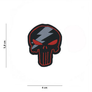 Embleem stof fijn geweven Punisher thunder rood (klein)#6144