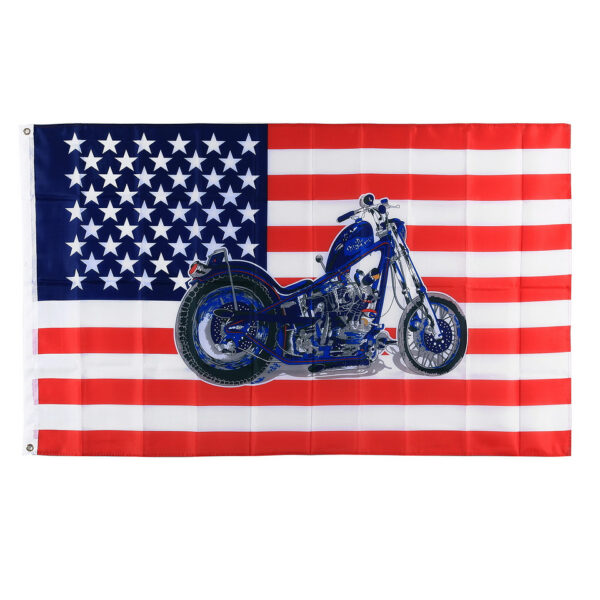 447200 156 75 01 <p>Voeg een vleugje Amerikaanse trots toe aan je collectie met de Vlag USA-motor. Gemaakt van 100% polyester, is deze vlag duurzaam en weerbestendig, perfect voor zowel binnen- als buitentoepassingen. Met een royale afmeting van 1,5 x 1 meter is deze vlag ideaal voor op evenementen, motorritten of gewoon als decoratie. Beschikbaar in diverse kleuren, brengt deze vlag de geest van vrijheid en avontuur recht naar jou toe.</p>