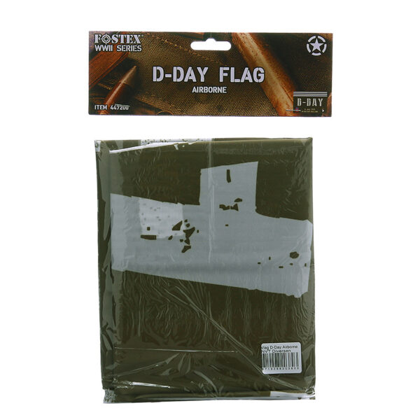 447231 75 02 De Vlag D-Day Airborne is vervaardigd uit 100% polyester en heeft een afmeting van 1 x 1,5 meter. Deze vlag vertegenwoordigt de legendarische 101st Airborne Division en de 82nd Airborne Division, bekend om hun cruciale rol tijdens de Tweede Wereldoorlog, waaronder de D-Day landingen. Een perfecte aanwinst voor verzamelaars, veteranen en liefhebbers van militaire geschiedenis.