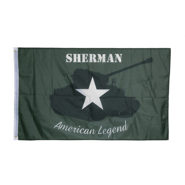 447301 75 01 De Vlag Sherman Tank is een hoogwaardige vlag vervaardigd uit 100% polyester, perfect voor zowel binnen- als buitentoepassingen. Met een afmeting van 1 x 1,5 meter biedt deze vlag een indrukwekkende uitstraling. Verkrijgbaar in diverse kleuren, is deze vlag een geweldige aanvulling voor verzamelaars, evenementen of als decoratie. Toon je liefde voor militaire geschiedenis met deze unieke vlag!