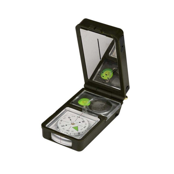 453225 11 04 Ontdek de veelzijdigheid van de Outdoor tool multi functioneel 10 in 1. Deze handige gadget is uitgerust met een thermometer, hygrometer, LED verlichting, reflector, waterpas, kompas, fluit, vuursteen, vergrootglas en een liniaal. Perfect voor avontuurlijke buitenactiviteiten, kamperen of het verkennen van de natuur. Met zijn groene kleur is deze tool niet alleen praktisch, maar ook stijlvol. Een onmisbare metgezel voor iedere outdoorliefhebber!