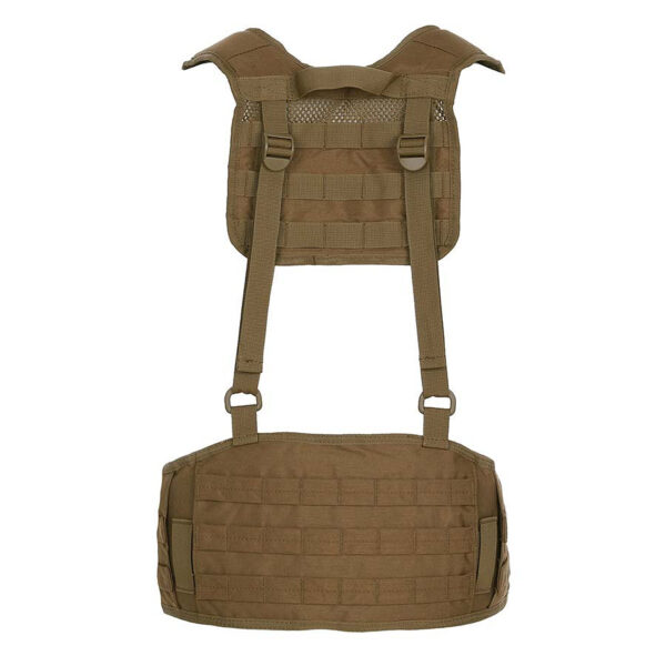 129781 112 04 1 <p>De Tactische riem met harnas is de ideale uitrusting voor iedere outdoor- en militaire liefhebber. De riem is uitgerust met MOLLE-secties voor het bevestigen van pouches en heeft een comfortabele gepolsterde mesh-voering. Het harnas verdeelt de last gelijkmatig over de schouders, waardoor de druk op de heupen vermindert en de riem stevig op zijn plaats blijft. Zowel de riem als het harnas zijn volledig verstelbaar en verkrijgbaar in zes verschillende kleuren, perfect voor elke missie of avontuur.</p>