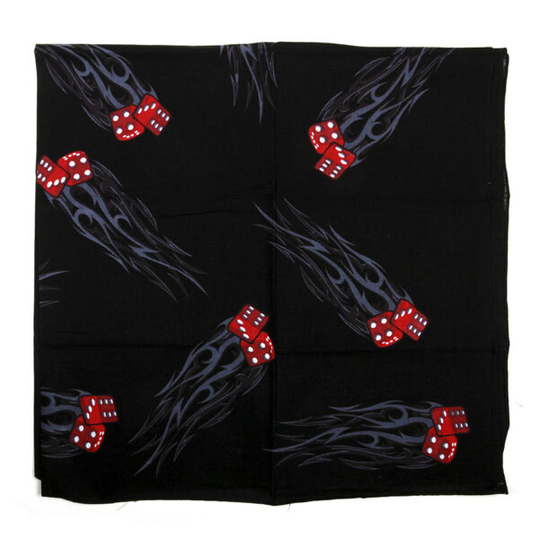 217198 331 22 01 <p>De grote bandana met een speelse dices-print is gemaakt van 100% katoen en heeft een royale afmeting van 95 x 95 cm. Deze veelzijdige bandana in het wit is perfect voor zowel outdoor activiteiten als casual gebruik. Voeg een uniek accent toe aan je outfit en geniet van het comfort en de stijl die deze bandana biedt. Een must-have accessoire voor elke avontuurlijke geest!</p>