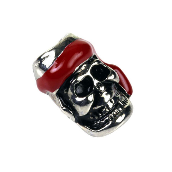257103 16 02 Ontdek de Skull set #2148-5, een unieke metalen skull set voor het maken van paracord armbanden. Deze set bevat gedetailleerde schedelbedels met een stoere rode bandana, perfect voor avonturiers die hun stijl willen personaliseren. Met een gewicht van slechts 14 gram is deze set een geweldige aanvulling op je outdoor-uitrusting. Verkrijgbaar in zilver/chrome, geef je armband een edgy uitstraling en maak een statement tijdens je avonturen!