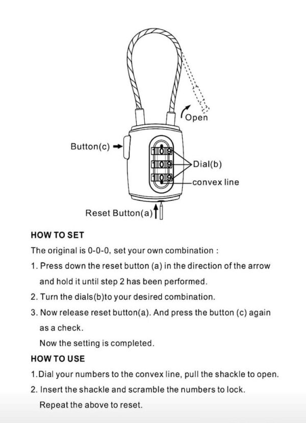 259287 13 combi lock <p>Het Combi lock / cijferslot is de perfecte oplossing voor het beveiligen van uw waardevolle spullen. Vooraf ingesteld op de combinatie 0-0-0, kunt u eenvoudig uw eigen unieke cijfercombinatie instellen door de Reset-knop aan de onderkant in te drukken met een pen. Het strakke zwarte ontwerp maakt het niet alleen functioneel, maar ook stijlvol. Vergeet niet uw nieuwe code goed te onthouden voor optimale beveiliging!</p>