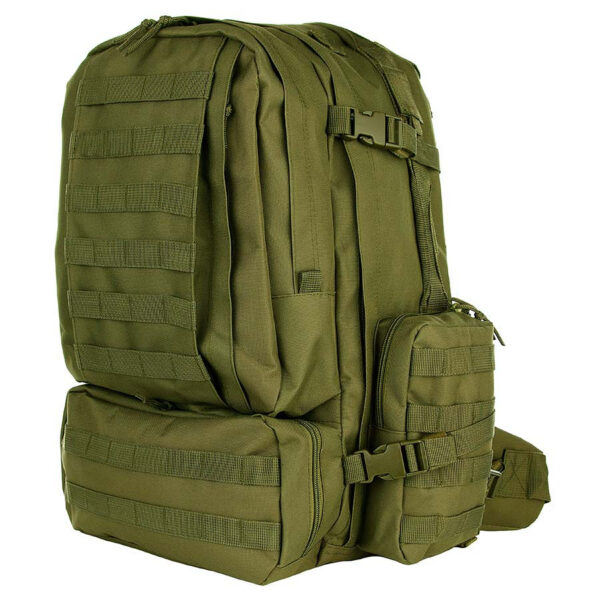 351621 11 03 1 <p>De Rugzak Assault 3-Days is een robuuste en veelzijdige rugzak met een inhoud van 60 liter, ideaal voor militaire en outdoor activiteiten. Gemaakt van 100% polyester, biedt deze rugzak duurzaamheid en weerbestendigheid. Met afmetingen van 30 x 16 x 52 cm onder en 30 x 25 x 52 cm boven, is er voldoende ruimte voor al je uitrusting. Daarnaast beschikt de rugzak over twee handige zakken van 13 x 7 x 20 cm voor extra opbergruimte. Perfect voor lange expedities of weekendjes weg!</p>