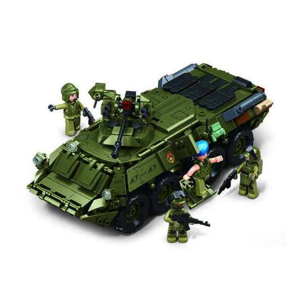413355 99 03 <p>De Sluban Tank BTR-80AS IFV MB38-B1251 #16081 is een uitdagende bouwset met 619 hoogwaardige blokjes en 4 minifiguren, ideaal voor kinderen vanaf 8 jaar. Deze set biedt eindeloze bouwmogelijkheden en is volledig compatibel met andere grote bouwsteenmerken. Met afmetingen van 47,4 x 33 x 6,7 cm is het een perfect cadeau voor jonge bouwliefhebbers en militaire enthousiastelingen.</p>