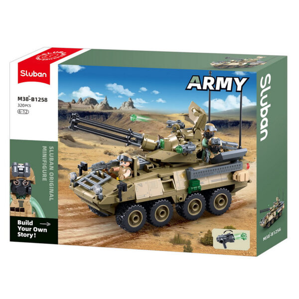 413358 99 05 <p>De Sluban Army tank OEF Stryker ADS M38-B1258 #16071 is een spannende bouwset voor de jonge defensieliefhebber. Met 320 blokjes en 3 minifiguren biedt deze set urenlang bouwplezier. Sluban staat bekend om zijn compatibiliteit met andere grote bouwsteenmerken, waardoor je creativiteit geen grenzen kent. Geschikt voor kinderen vanaf 6 jaar, met een gemiddelde moeilijkheidsgraad. Verken de wereld van militaire voertuigen met deze unieke tank set.</p>