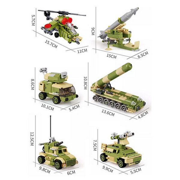 413360 99 08 <p>Ontdek de Sluban Army luchtdoelraket S-400 6 in 1 M38-B0782, een fascinerende bouwset voor militairen en bouwliefhebbers. Met 713 blokjes en 6 minifiguren biedt deze set eindeloze mogelijkheden voor creatief spel. Sluban staat bekend om zijn compatibiliteit met andere grote bouwsteenmerken, waardoor je volop kunt combineren en uitbreiden. De set is geschikt voor kinderen vanaf 6 jaar en heeft een gemiddelde moeilijkheidsgraad, perfect voor een uitdagende bouwervaring.</p>