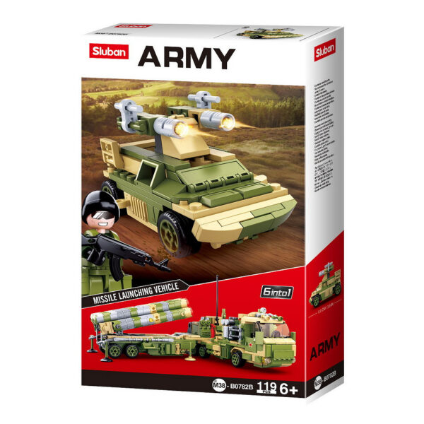 413360 99 10 <p>Ontdek de Sluban Army luchtdoelraket S-400 6 in 1 M38-B0782, een fascinerende bouwset voor militairen en bouwliefhebbers. Met 713 blokjes en 6 minifiguren biedt deze set eindeloze mogelijkheden voor creatief spel. Sluban staat bekend om zijn compatibiliteit met andere grote bouwsteenmerken, waardoor je volop kunt combineren en uitbreiden. De set is geschikt voor kinderen vanaf 6 jaar en heeft een gemiddelde moeilijkheidsgraad, perfect voor een uitdagende bouwervaring.</p>
