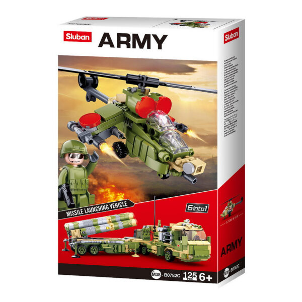 413360 99 11 <p>Ontdek de Sluban Army luchtdoelraket S-400 6 in 1 M38-B0782, een fascinerende bouwset voor militairen en bouwliefhebbers. Met 713 blokjes en 6 minifiguren biedt deze set eindeloze mogelijkheden voor creatief spel. Sluban staat bekend om zijn compatibiliteit met andere grote bouwsteenmerken, waardoor je volop kunt combineren en uitbreiden. De set is geschikt voor kinderen vanaf 6 jaar en heeft een gemiddelde moeilijkheidsgraad, perfect voor een uitdagende bouwervaring.</p>