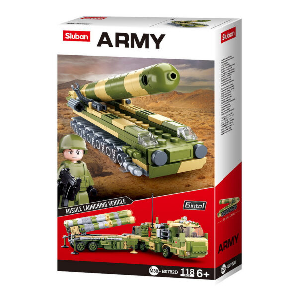 413360 99 12 <p>Ontdek de Sluban Army luchtdoelraket S-400 6 in 1 M38-B0782, een fascinerende bouwset voor militairen en bouwliefhebbers. Met 713 blokjes en 6 minifiguren biedt deze set eindeloze mogelijkheden voor creatief spel. Sluban staat bekend om zijn compatibiliteit met andere grote bouwsteenmerken, waardoor je volop kunt combineren en uitbreiden. De set is geschikt voor kinderen vanaf 6 jaar en heeft een gemiddelde moeilijkheidsgraad, perfect voor een uitdagende bouwervaring.</p>