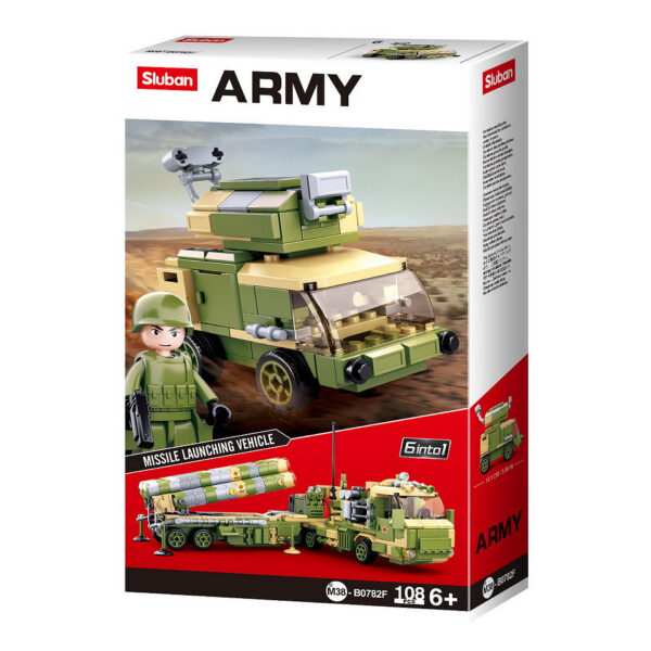 413360 99 14 <p>Ontdek de Sluban Army luchtdoelraket S-400 6 in 1 M38-B0782, een fascinerende bouwset voor militairen en bouwliefhebbers. Met 713 blokjes en 6 minifiguren biedt deze set eindeloze mogelijkheden voor creatief spel. Sluban staat bekend om zijn compatibiliteit met andere grote bouwsteenmerken, waardoor je volop kunt combineren en uitbreiden. De set is geschikt voor kinderen vanaf 6 jaar en heeft een gemiddelde moeilijkheidsgraad, perfect voor een uitdagende bouwervaring.</p>
