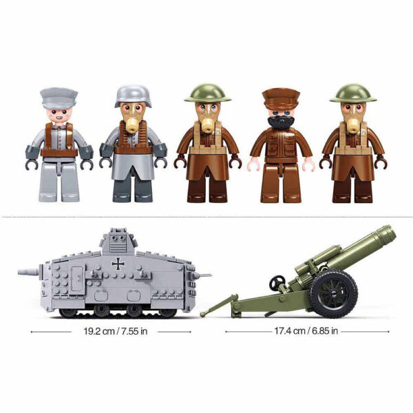 413362 99 02 <p>De Sluban Army aanvallende tank WWI - 47Vs M38-B1295 is een spannende bouwset voor de echte legerminnaar. Met 506 bouwstenen en 5 minifiguren biedt deze set een uitdagende en leuke ervaring voor kinderen vanaf 6 jaar. De gemiddelde moeilijkheidsgraad zorgt ervoor dat zowel beginners als ervaren bouwers zich kunnen vermaken. Bovendien is het compatibel met andere grote bouwsteenmerken, wat het uitbreiden van je verzameling eenvoudig maakt. Laat je creativiteit de vrije loop met deze gedetailleerde tankset!</p>