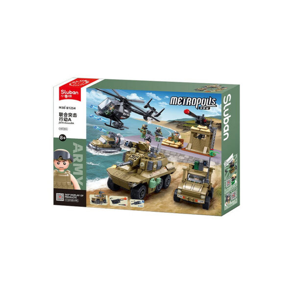 413369 99 02 <p>Ontdek de Sluban Army Joint Assault A M38-B1254 #17000, een indrukwekkende bouwset met 774 stenen voor de echte militaire modelbouwliefhebber. Deze set biedt een uitdagend bouwproject waarbij je een gedetailleerd model kunt creëren dat perfect past in je verzameling. De bouwstenen zijn compatibel met andere bekende merken, waardoor je eindeloze combinatiemogelijkheden hebt. Geschikt voor kinderen vanaf 8 jaar.</p>