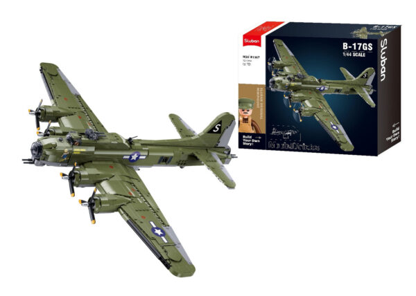 413370 99 8645cd76 7644 4f85 964d 968ec3d2faca <p>De Sluban B17-GS Flying Fortress M38-B1367 #17001 is een indrukwekkende bouwset waarmee je de iconische B17-GS bommenwerper op schaal 1:44 kunt bouwen. Met maar liefst 1270 bouwstenen is dit een uitdagend project voor militaire modelbouwliefhebbers. Deze set is compatibel met andere grote bouwsteenmerken, wat het mogelijk maakt om je creaties uit te breiden. Geschikt voor kinderen vanaf 8 jaar, is dit een perfecte aanvulling voor je verzameling.</p>