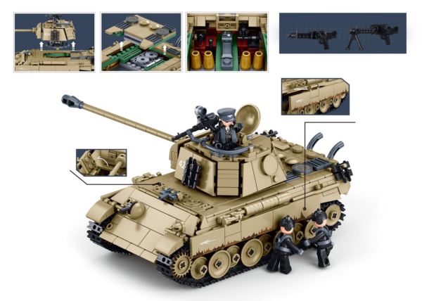 413372 99 03 <p>Bouw jouw eigen Sluban Panther G Tank op schaal 1:35 met deze gedetailleerde bouwset. Deze Duitse middelzware tank uit de Tweede Wereldoorlog bestaat uit 883 bouwstenen en biedt urenlang plezier voor zowel jong als oud (vanaf 10 jaar). De set is compatibel met andere grote bouwsteenmerken, waardoor je eindeloze combinatiemogelijkheden hebt. Perfect voor verzamelaars van historische militaire voertuigen!</p>
