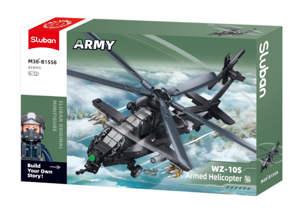 413373 99 07 <p>Bouw de indrukwekkende Sluban WZ-10S aanvalshelikopter op schaal 1:45 met deze 419-delige bouwset. Dit model is perfect voor liefhebbers van militaire voertuigen en past uitstekend in elke verzameling. De bouwstenen zijn compatibel met andere grote merken, waardoor je eindeloos kunt combineren. Geschikt voor kinderen vanaf 8 jaar, deze set biedt niet alleen een uitdagend bouwproject, maar ook een prachtig eindresultaat.</p>