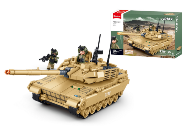 413374 99 04 <p>Ontdek de Sluban Army Type 15 Lichte Tank bouwset in schaal 1:45 (M38-B1577 #16106). Deze indrukwekkende set bestaat uit 411 bouwstenen en is perfect voor liefhebbers van militaire modellen. De bouwstenen zijn compatibel met andere grote merken, waardoor je jouw creaties kunt uitbreiden. Geschikt voor kinderen vanaf 8 jaar en ideaal om aan je verzameling toe te voegen. De afmetingen van de doos zijn 42,5 x 28,5 x 6,7 cm.</p>