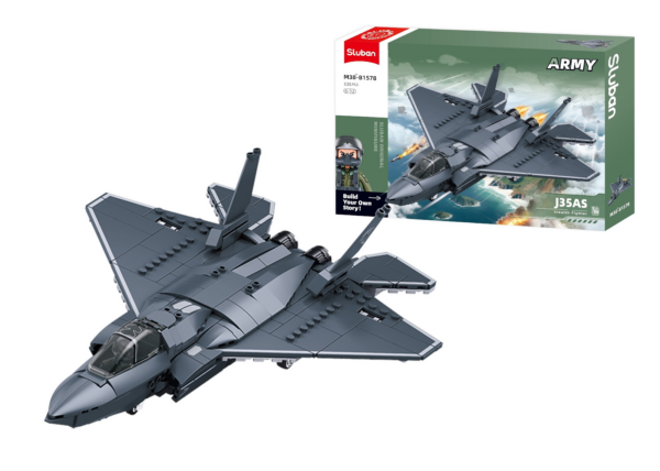 413375 99 07 <p>Bouw je eigen Sluban Army J35 Jachtvliegtuig op schaal 1:55 met de M38-B1578 bouwset. Dit model is perfect voor liefhebbers van militaire voertuigen en biedt een uitdagend bouwproject voor kinderen vanaf 8 jaar. Dankzij de compatibiliteit met andere grote bouwsteenmerken kun je deze set eenvoudig combineren met je bestaande collectie. Met afmetingen van 42,5 x 28,5 x 6,7 cm is dit jachtvliegtuig een waardevolle aanvulling op elke verzameling.</p>