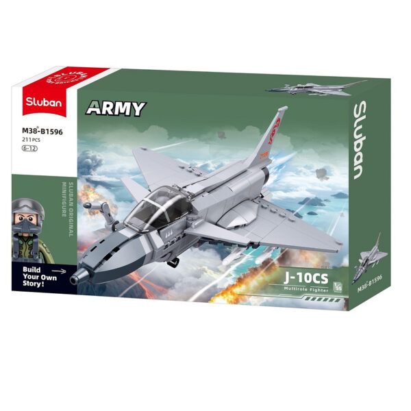 413379 99 02 <p>Bouw jouw eigen Sluban Army J-10CS Jachtvliegtuig met deze gedetailleerde bouwset op schaal 1:55. Met 211 hoogwaardige bouwstenen is deze set perfect voor militair model liefhebbers en biedt een uitdagend project voor kinderen vanaf 8 jaar. De bouwstenen zijn compatibel met andere grote merken, waardoor je eindeloos kunt combineren. Voeg dit unieke vliegtuig toe aan je verzameling en ervaar de opwinding van het bouwen en tentoonstellen van je eigen militaire model.</p>