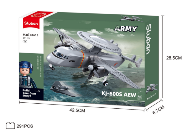 413381 99 08 <p>Bouw jouw eigen Sluban KJ-600 AEW-vliegtuig op schaal 1:55 met deze unieke bouwset. Dit model is ontworpen als een militair radar- en waarschuwingsvliegtuig, compleet met propellers en een herkenbare radarschotel bovenop de romp. Sluban biedt compatibiliteit met andere grote bouwsteenmerken, waardoor je deze set gemakkelijk kunt integreren in jouw bestaande collectie. Laat je creativiteit de vrije loop en ontdek de wereld van militaire luchtvaart met deze uitdagende bouwervaring.</p>