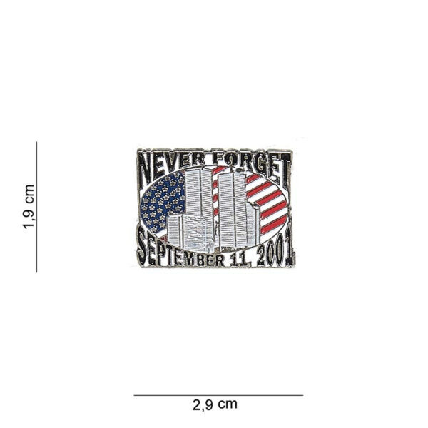 441004 1293 75 01 Ontdek ons stijlvolle metalen embleem "Never Forget" in zwart (#7036), perfect voor het personaliseren van je uitrusting of als eerbetoon. Dit hoogwaardige embleem met een krachtige boodschap is vervaardigd uit duurzaam metaal en voegt een uniek accent toe aan elke outfit of gear. Verkrijgbaar in diverse kleuren, is dit embleem een must-have voor elke militaire en outdoor liefhebber die zijn of haar passie wil uitdragen.