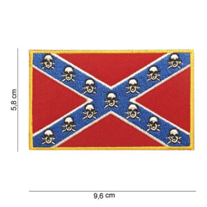 Embleem stof rebel vlag doodskop (middel) #1007