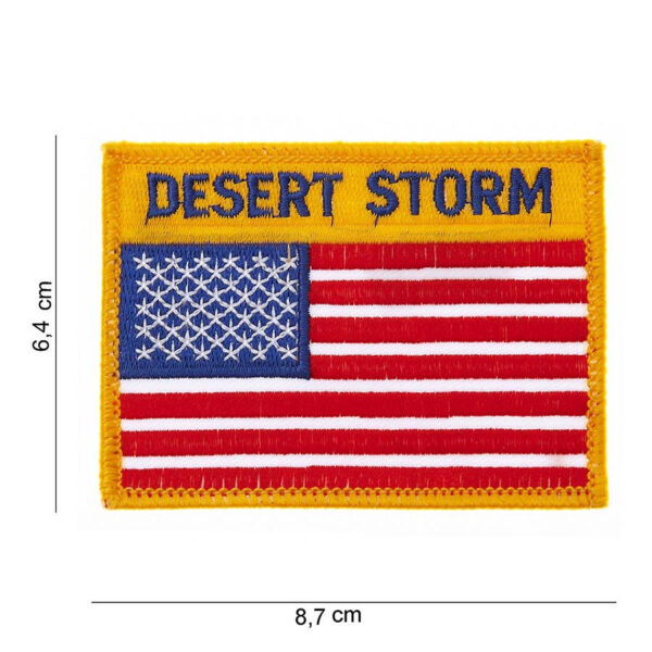 442304 608 75 01 <p>Voeg een stukje geschiedenis toe aan je collectie met het Embleem stof vlag USA desert storm #1015. Dit hoogwaardige embleem is vervaardigd uit duurzaam stof en toont een gedetailleerde afbeelding met bijbehorende tekst. Perfect voor het personaliseren van kleding of uitrusting, en verkrijgbaar in diverse kleuren. Dit embleem is niet alleen een eerbetoon aan de Desert Storm, maar ook een stijlvolle aanvulling op je militaire of outdoor gear.</p>
