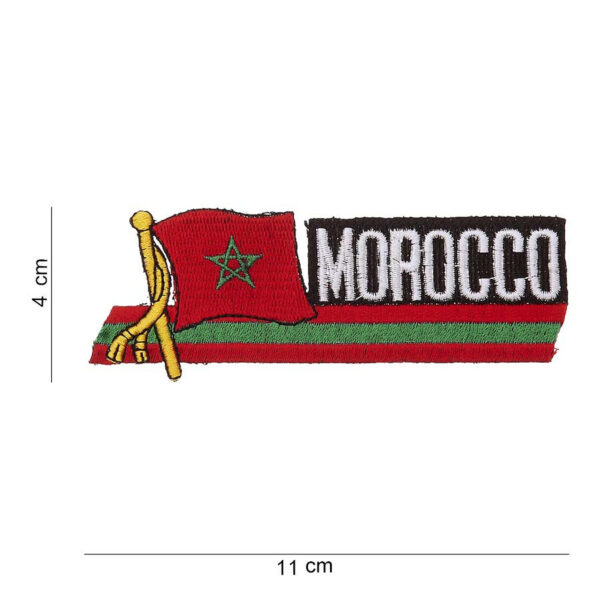442304 914 75 01 <p>Voeg een vleugje karakter toe aan je uitrusting met het Embleem stof wapperende vlag Marocco #1035. Dit hoogwaardige embleem met een opvallende afbeelding en tekst is perfect voor wie zijn liefde voor Marokko wil tonen. Gemaakt van duurzame stof, is het embleem beschikbaar in diverse kleuren en voegt het een unieke flair toe aan kleding, rugzakken of andere accessoires. Een must-have voor elke outdoor- en militaire fan!</p>