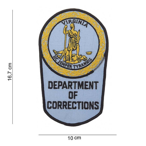 442306 666 75 01 <p>Het Embleem stof Department of Corrections Virginia #5004 is een hoogwaardig, gestikt embleem dat perfect is voor uniformen en verzamelingen. Dit embleem, verkrijgbaar in diverse kleuren, toont trots de identiteit van de Virginia Correctional Services. Met zijn duurzame stof en gedetailleerde afwerking is het een uitstekende keuze voor zowel professionals als liefhebbers van militaire en outdoor uitrusting. Voeg dit unieke embleem toe aan uw collectie en maak een statement!</p>