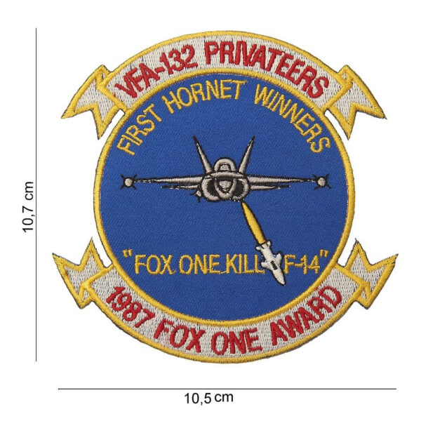 442306 765 75 01 <p>Het Embleem stof VFA-132 Privateer #4032 is een stijlvol en uniek accessoire, perfect voor het aanvullen van je militaire of outdoor uitrusting. Dit hoogwaardige embleem, vervaardigd van duurzaam stof, toont een gedetailleerde afbeelding en tekst die de geest van de VFA-132 vastlegt. Verkrijgbaar in diverse kleuren, dit embleem is een must-have voor verzamelaars en liefhebbers van militaire geschiedenis.</p>