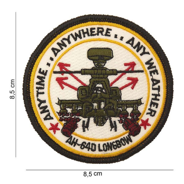 442306 850 75 01 <p>Ontdek het unieke Embleem stof AH-64D longbow #4084, perfect voor elke liefhebber van militaire en luchtvaartgeschiedenis. Dit hoogwaardige embleem is vervaardigd van duurzame stof en biedt een gedetailleerde afbeelding met bijpassende tekst. Verkrijgbaar in diverse kleuren, is dit embleem een geweldige aanvulling op uw collectie of als decoratie op uw uitrusting. Geef uw outfit of verzamelobjecten een authentieke uitstraling met dit opvallende embleem.</p>