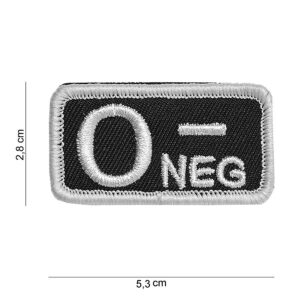Embleem stof bloedgroep O-negatief zwart #5084