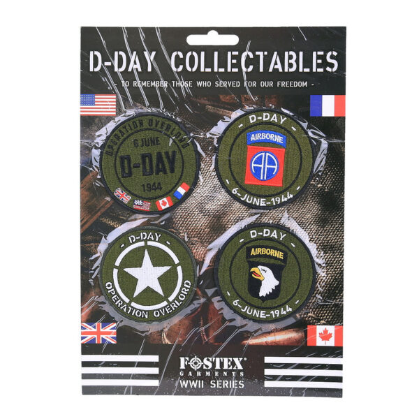 442335 75 01 Ontdek de unieke kaart met 4 hoogwaardige emblemen van stof, geïnspireerd op de historische D-Day collectables. Deze emblemen zijn perfect voor het personaliseren van kleding, rugzakken of andere accessoires en zijn beschikbaar in diverse kleuren. Een must-have voor verzamelaars en liefhebbers van militaire geschiedenis. Voeg een stukje geschiedenis toe aan je collectie met deze stijlvolle en betekenisvolle emblemen.