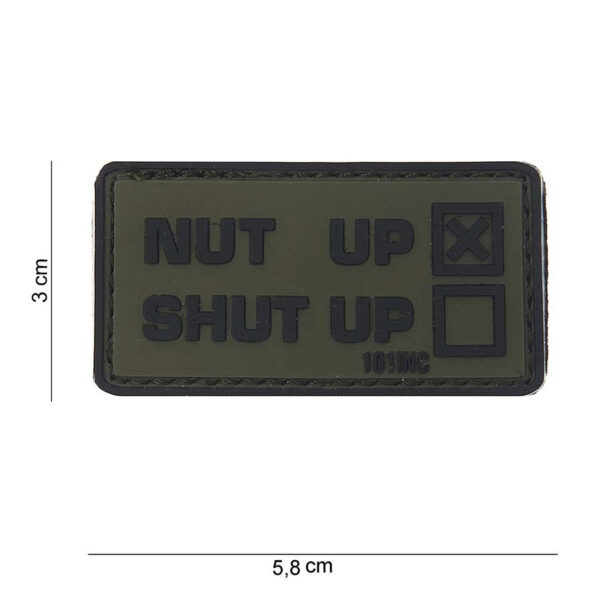 444100 3810 99 01 <p>Het Embleem 3D PVC Nut up in groen (#10082) is een robuust en veelzijdig embleem met een praktische klittenbandsluiting aan de achterzijde. Dit embleem is ideaal voor het personaliseren van je militaire of outdoor uitrusting. Met zijn opvallende 3D-design voegt het niet alleen een unieke uitstraling toe, maar is het ook functioneel en gemakkelijk aan te brengen op verschillende stoffen. Perfect voor de echte liefhebber van outdoor- en militaire gear.</p>