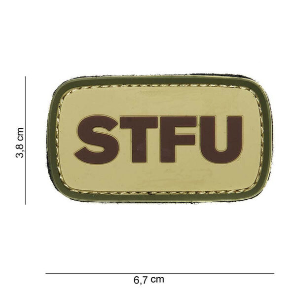 444100 3859 11 01 <p>Het Embleem 3D PVC STFU #14009 is een robuust en stijlvol accessoire voor elke militaire of outdoor uitrusting. Dit hoogwaardige embleem is vervaardigd uit duurzaam PVC en is voorzien van een handige klittenband achterkant, waardoor het eenvoudig aan kleding of uitrusting te bevestigen is. Beschikbaar in een opvallende groene kleur, voegt dit embleem niet alleen karakter toe aan jouw gear, maar is het ook een statement piece voor elke avontuurlijke geest.</p>
