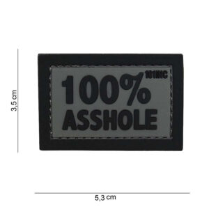 Embleem 3D PVC 100% asshole grijs/zwarte letters #14075