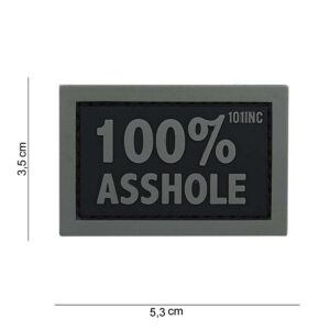 Embleem 3D PVC 100% asshole zwart/grijze letters #14076