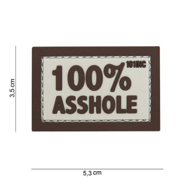 444100 3921 99 444100 3921 99 01 <p>Voeg een speelse en gedurfde touch toe aan je uitrusting met het 3D PVC Embleem '100% Asshole' in beige/bruin (#14078). Dit hoogwaardige embleem is vervaardigd uit duurzaam PVC en is voorzien van een handige klittenband aan de achterzijde, waardoor het eenvoudig op verschillende stoffen en materialen kan worden bevestigd. Perfect voor een unieke uitstraling op je kleding, rugzak of andere accessoires, dit embleem is een must-have voor iedere outdoor- of militaire fan.</p>