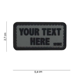 Embleem 3D PVC Your text here grijs/zwarte letters #14081