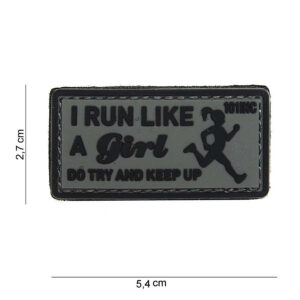 Embleem 3D PVC I run like grijs #14061