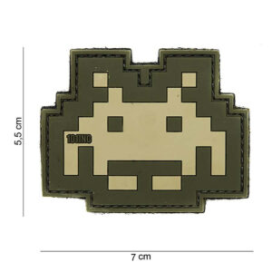 Embleem 3D PVC Space invader beige/groen #14060