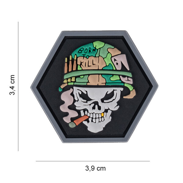 444130 7586 99 01 <p>Het Embleem 3D PVC Hexagon Skull Vietnam Ace #8058 is een stoer en veelzijdig embleem met een stevig klittenband aan de achterzijde, ideaal voor het personaliseren van uw outdoor- of militaire uitrusting. Dit opvallende embleem voegt niet alleen stijl toe, maar ook karakter aan uw gear. Perfect voor fans van militaire esthetiek en een must-have voor verzamelaar en avonturier.</p>
