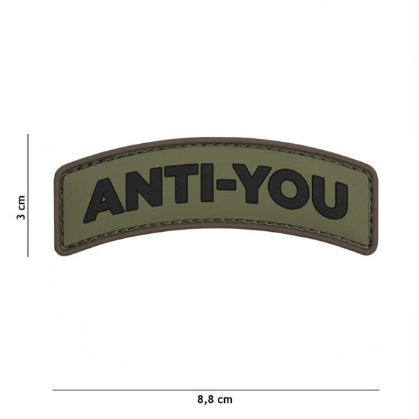 444130 5421 99 01 <p>Het Embleem 3D PVC Anti-You in groen is een hoogwaardige toevoeging aan uw militaire of outdoor uitrusting. Dit embleem is vervaardigd van duurzaam PVC en is voorzien van klittenband aan de achterzijde, waardoor het eenvoudig te bevestigen is op kleding of uitrusting. Met zijn opvallende ontwerp en stevige afwerking is dit embleem niet alleen functioneel, maar ook een stijlvolle aanvulling voor elke avonturier.</p>