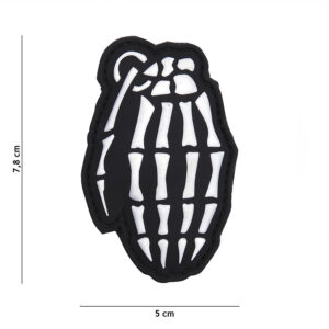 Embleem 3D PVC Bones granaat wit #11131
